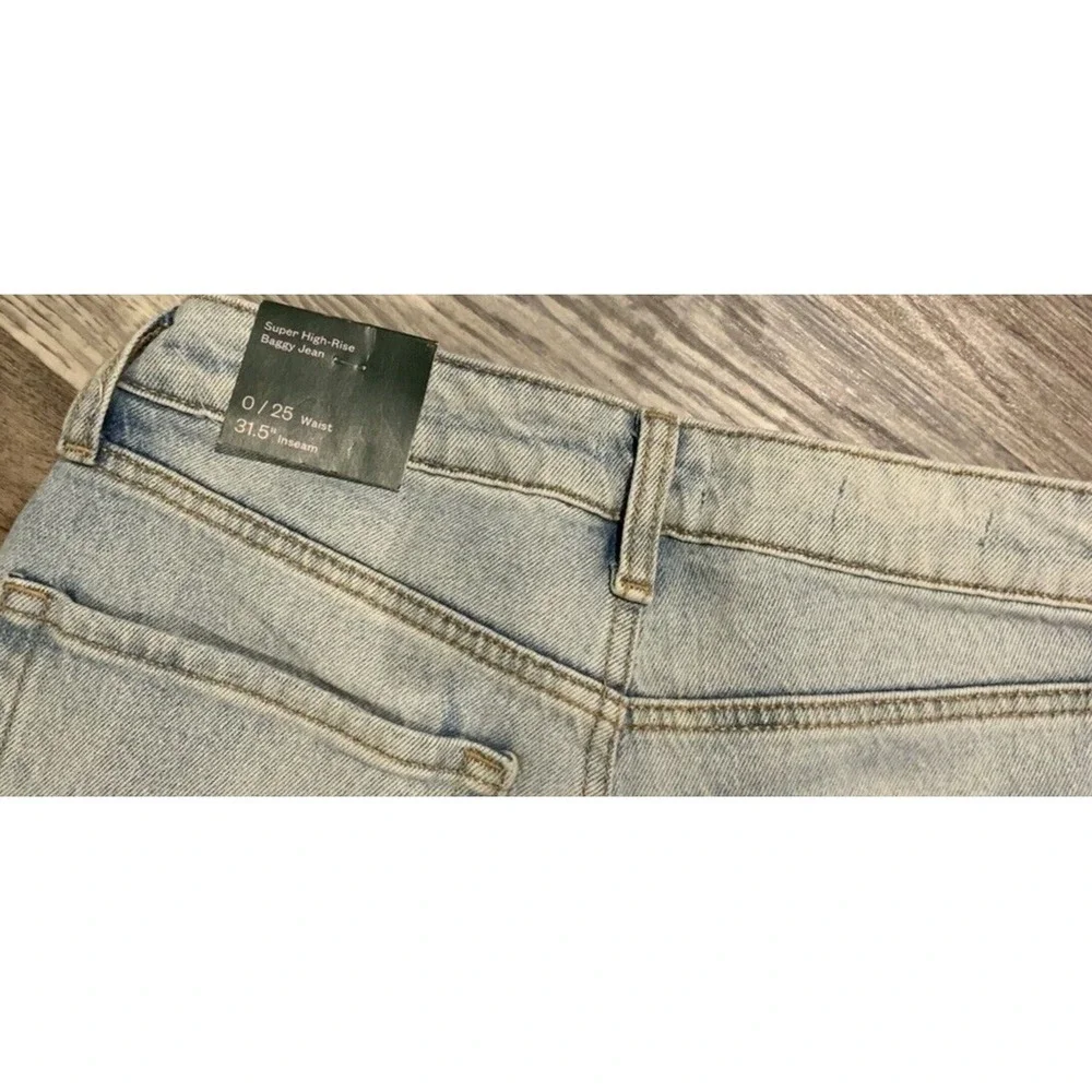 Wild Fable Womens Super High Rise Baggy‎ Jean Destructed Size 0 (25)